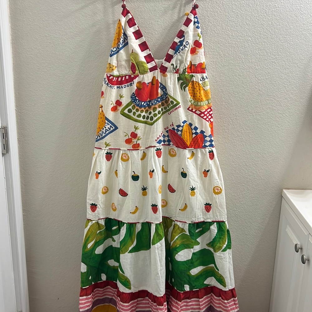 Farm Rio Mixed Picnic Tiered Maxi Dress Multi NWT XL MSRP 285.00